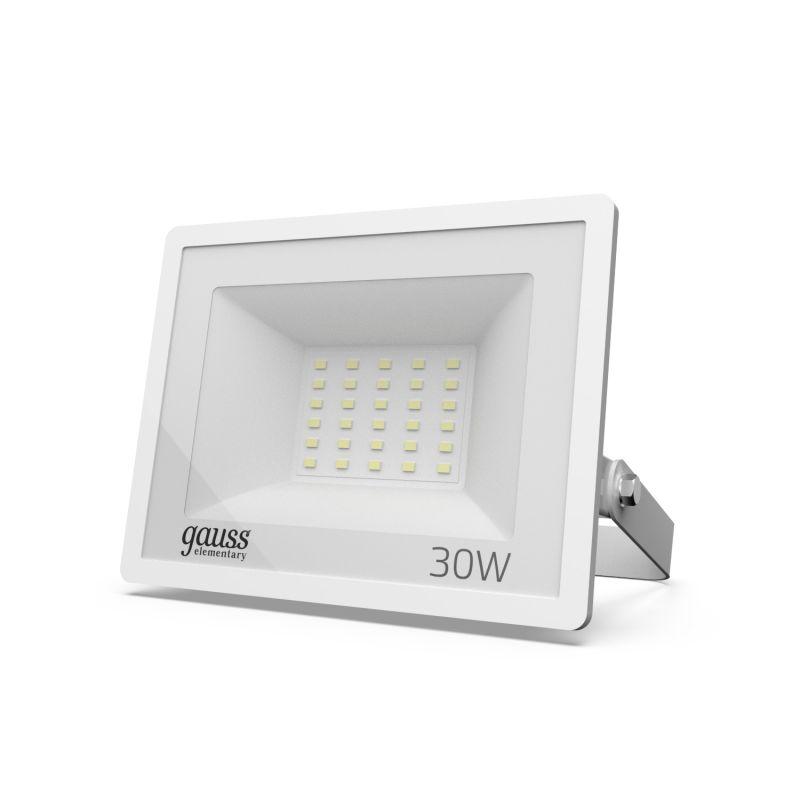 Прожектор светодиодный Elementary 30Вт 2100лм IP65 6500К бел. Gauss 613120330