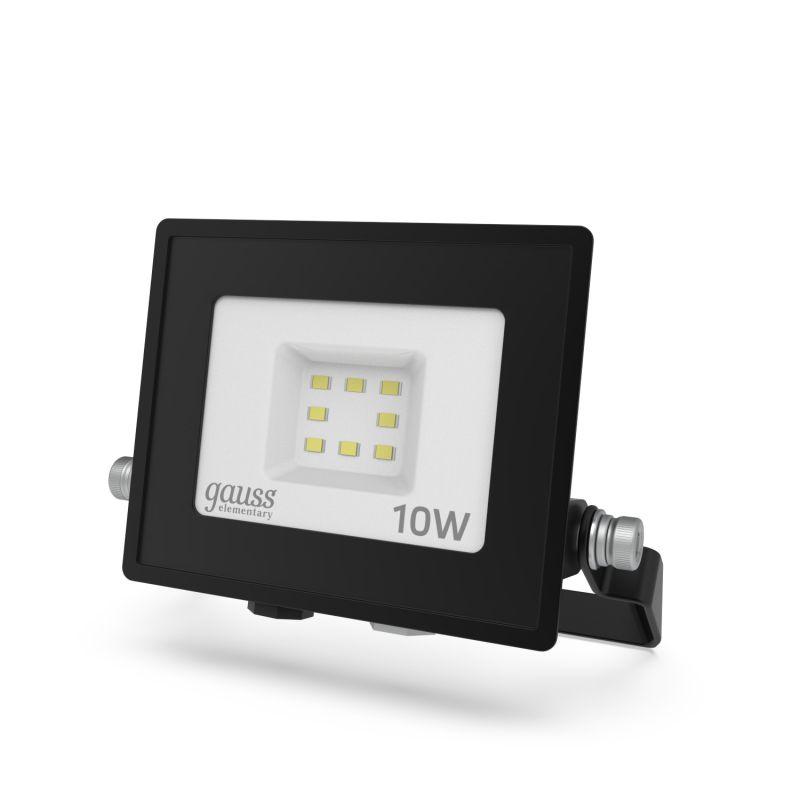 Прожектор светодиодный Elementary 10Вт 780лм IP65 6500К черн. ПРОМО Gauss 613100310P
