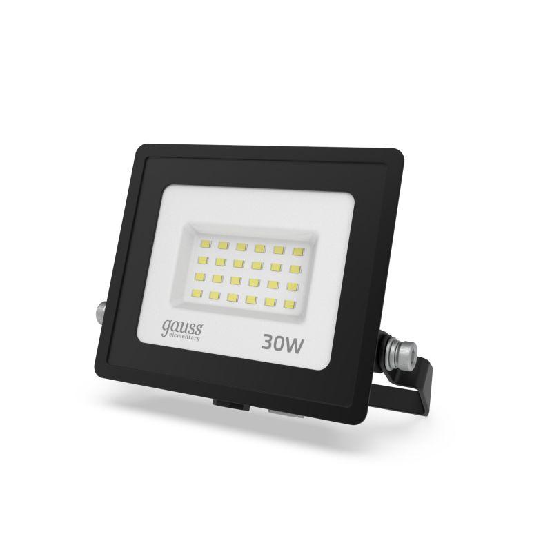Прожектор светодиодный Elementary 30Вт 2100лм IP65 6500К черн. ПРОМО Gauss 613100330P