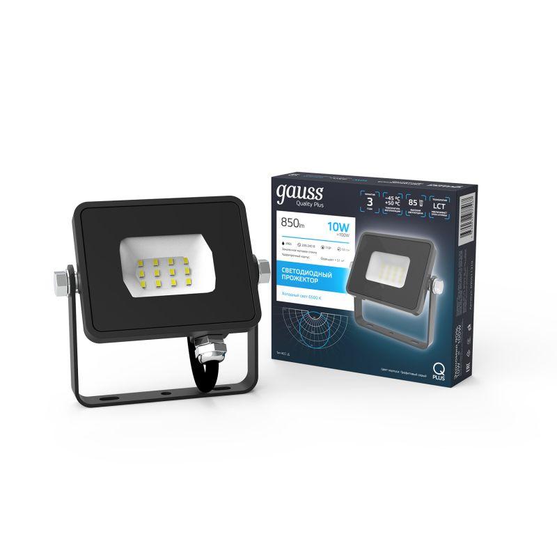 Прожектор светодиодный Qplus 10Вт 6500К 850лм IP65 графит. сер. 1/20 Gauss 690511310