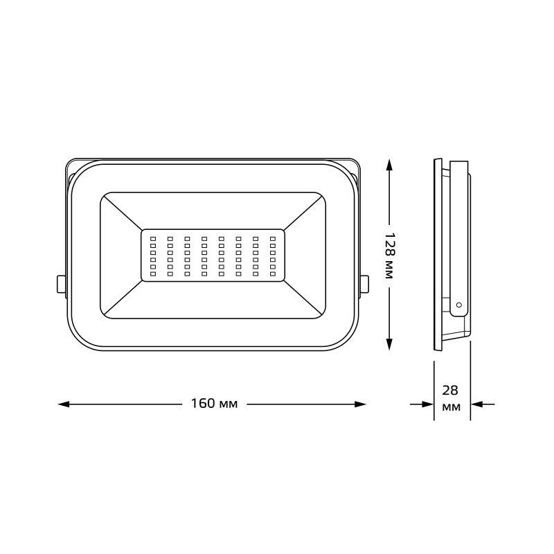 Прожектор светодиодный Qplus 30Вт 6500К 2550лм IP65 графит. сер. 1/10 Gauss 690511330