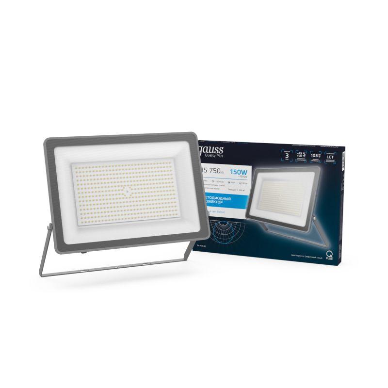 Прожектор светодиодный Qplus 150Вт 6500К 18000лм IP65 графит. сер. 1/4 Gauss 690511150