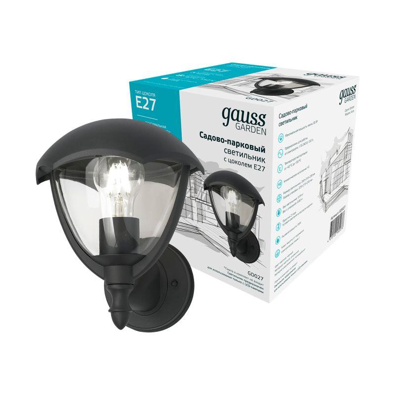 Светильник садово-парковый Aura на стену вверх 188х210х238мм 170-240В/50Гц 1xE27 Max. 60Вт IP:54 1/6 Gauss GD027