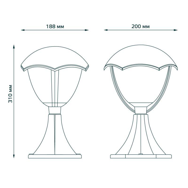 Светильник садово-парковый Aura на постамент 200х200х310мм 170-240В/50Гц 1xE27 Max. 60Вт IP:54 1/6 Gauss GD029