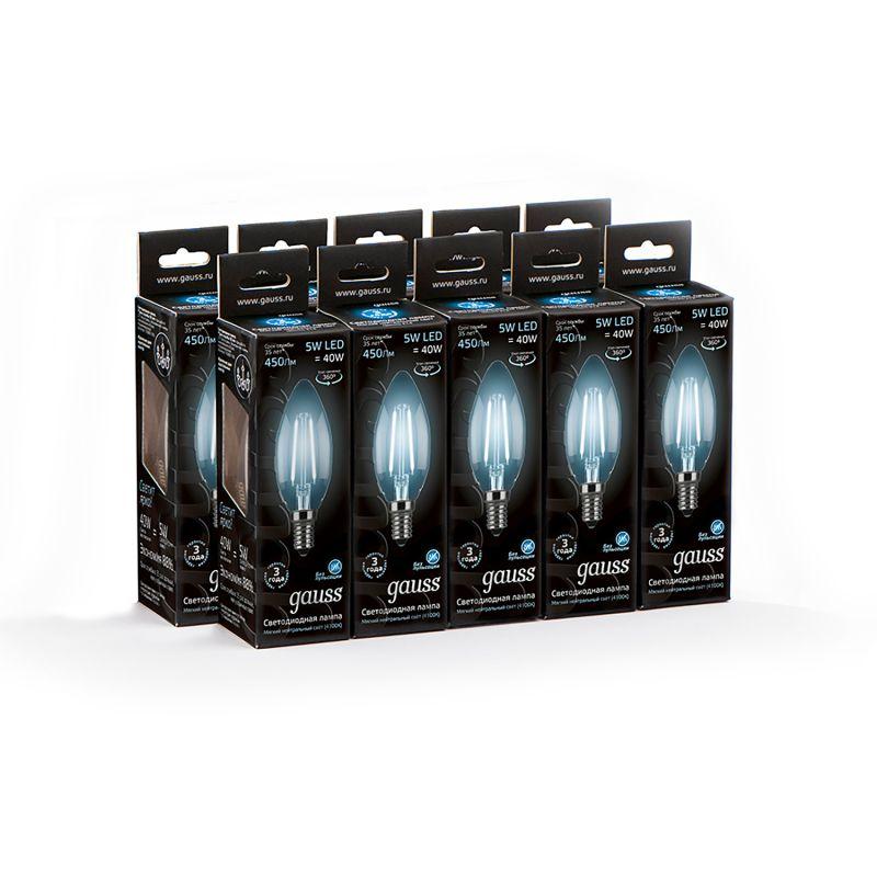 Лампа светодиодная филаментная Black Filament 5Вт свеча 4100К E14 Gauss 103801205