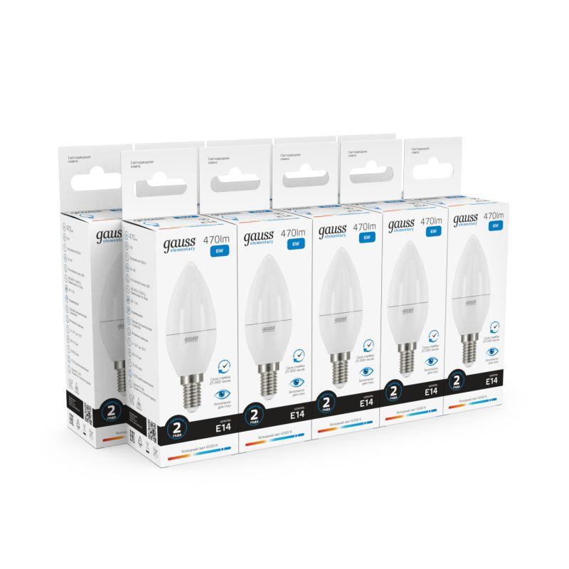 Лампа светодиодная Elementary Candle 6Вт E14 6500К Gauss 33136