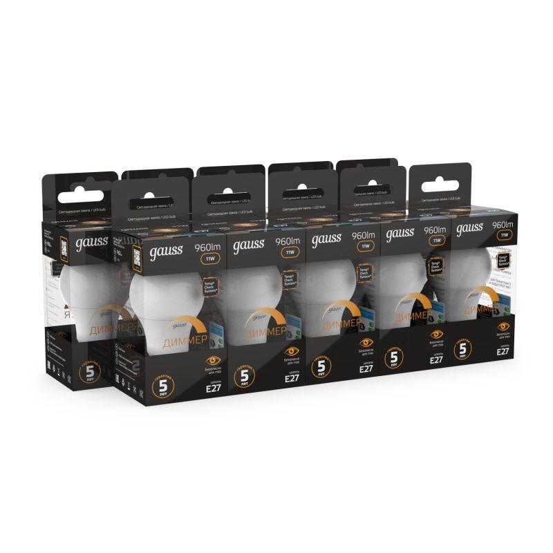 Лампа светодиодная Black A60-dim E27 11Вт 3000К диммир. Gauss 102502111-D