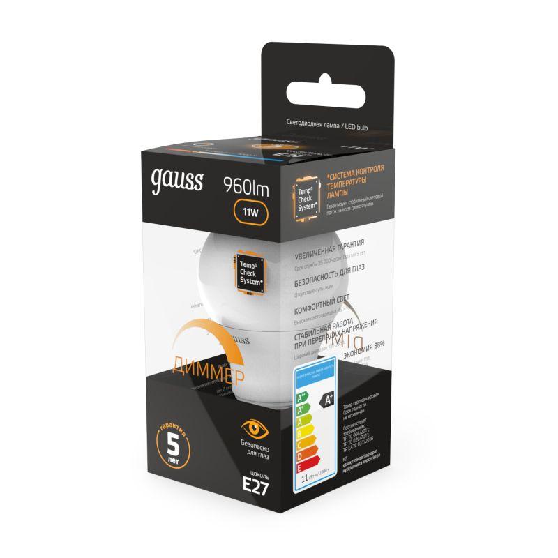 Лампа светодиодная Black A60-dim E27 11Вт 3000К диммир. Gauss 102502111-D