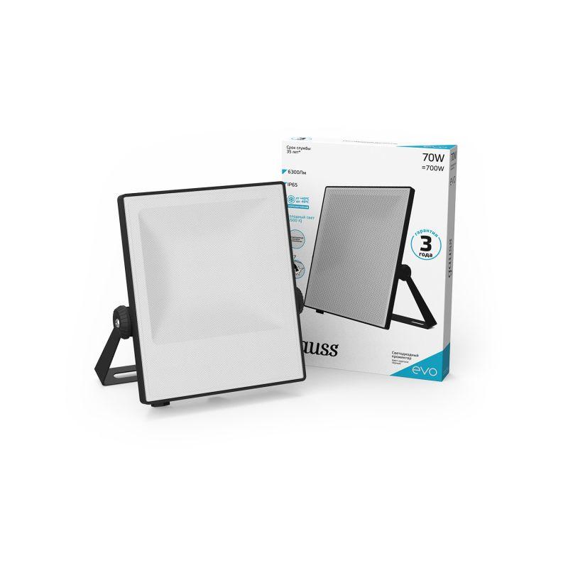 Прожектор светодиодный ДО-70 Вт 6300 Лм 6500К IP65 IK07 черный EVO Gauss (687511370)
