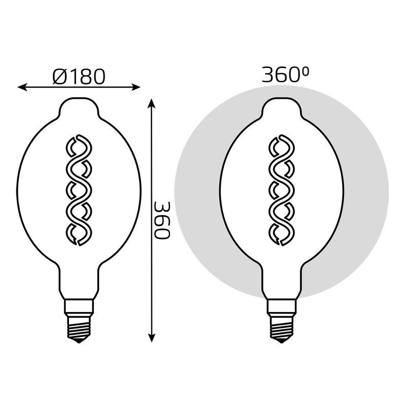 Лампа светодиодная LED 8 Вт 620 Лм 2400К теплая Е27 BT180 golden flexible Filament Gauss (152802008)