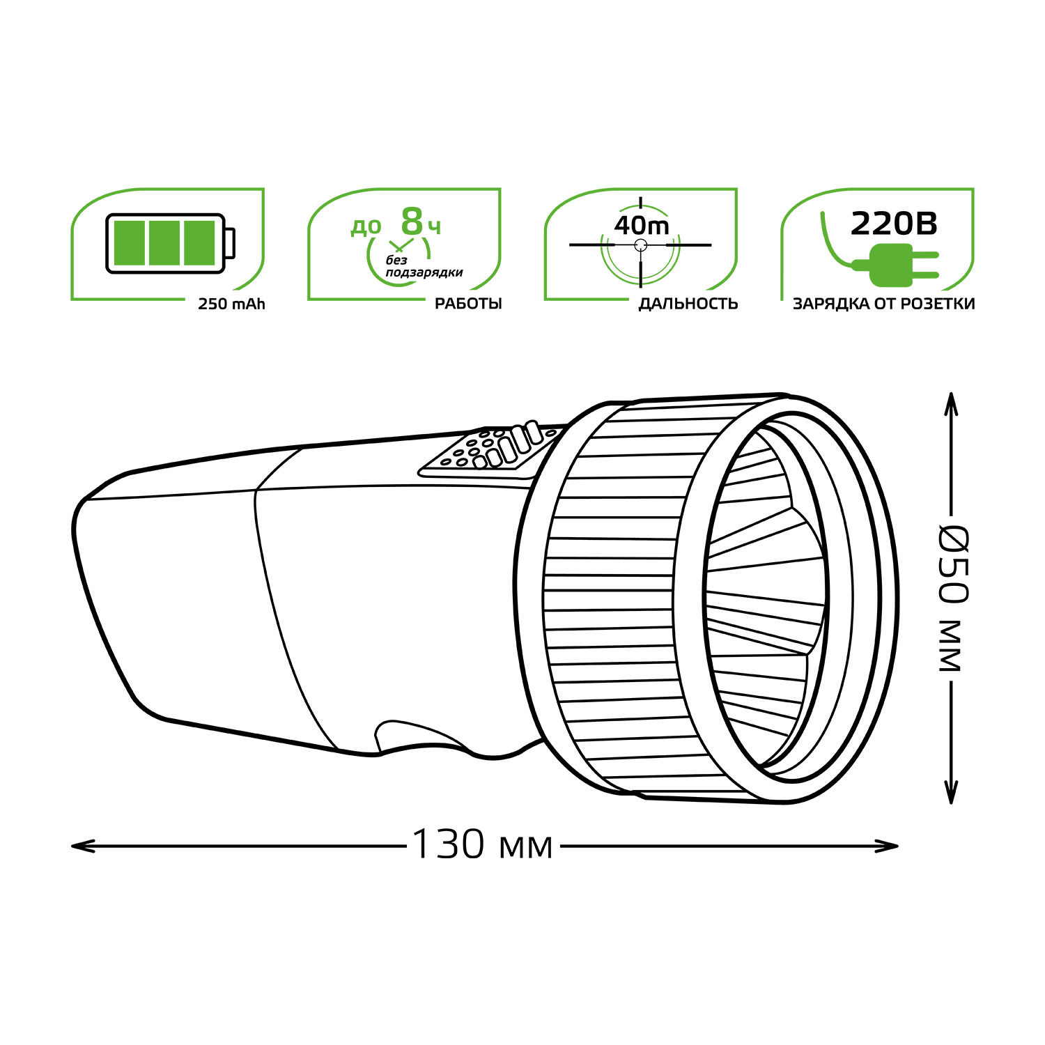 Фонарь прожекторный LED 8 Вт 400 Лм диммируемый lead acid 1500mAh модель GFL603 Gauss (GF603)