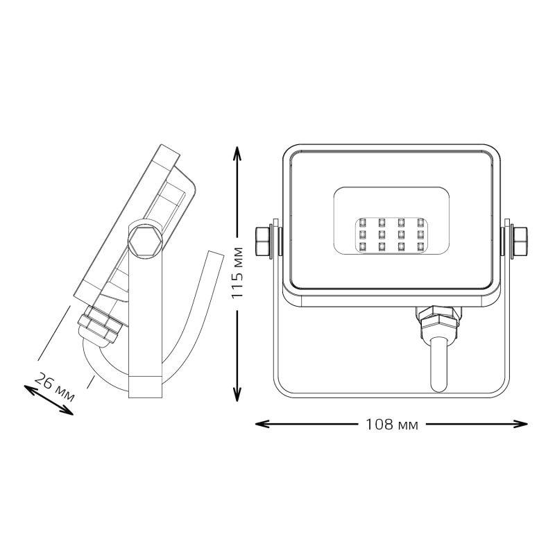 Прожектор светодиодный ДО-10 Вт 1000 Лм 6500К 200-240 В IP65 черный LED Qplus Gauss (613511310)