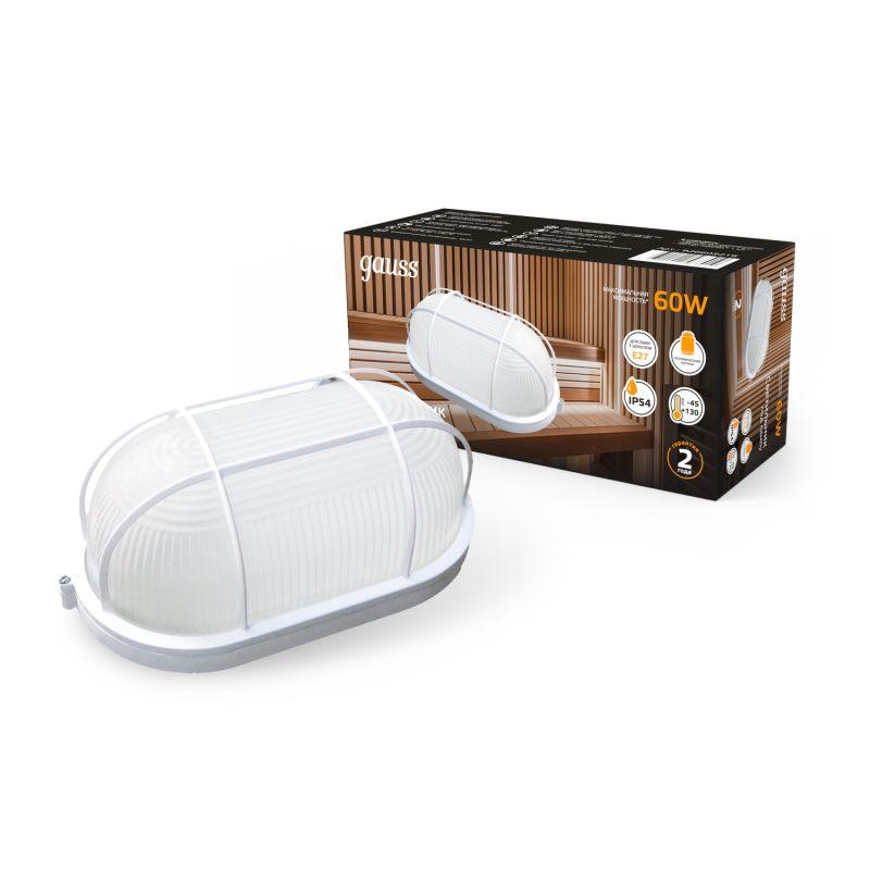 Светильник НБП овал IP54 с решеткой под лампу Е27 max 60 Вт банник 212х105х85 мм Gauss (926602216)