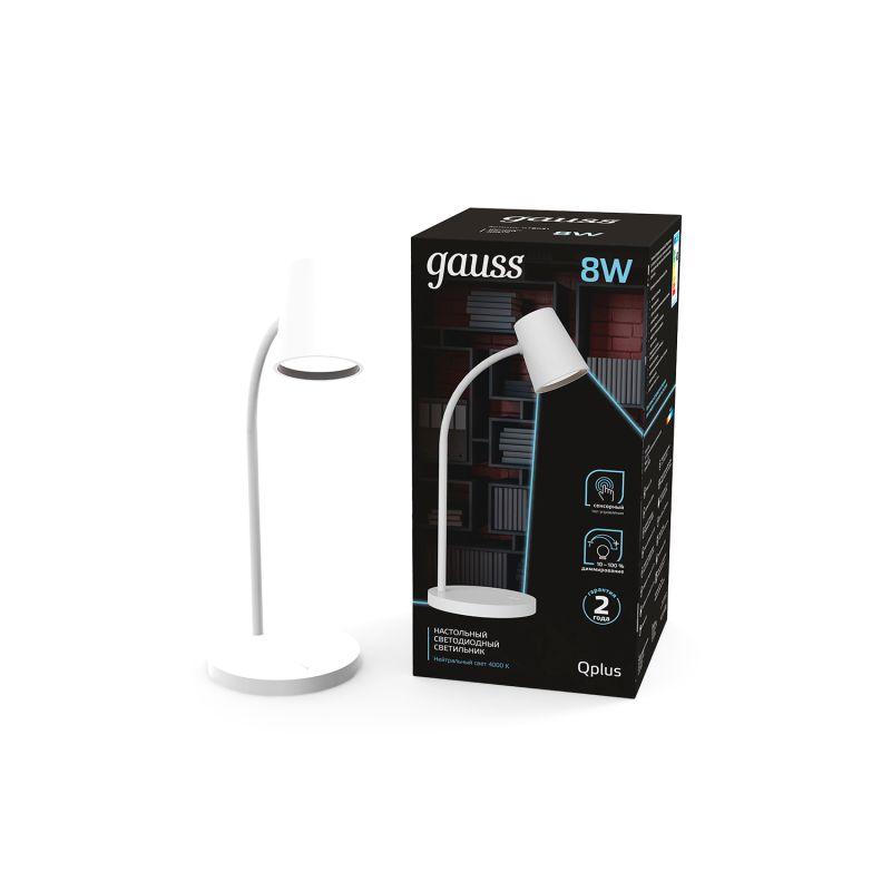 Светильник настольный LED 8 Вт 600 Лм 4000K белый диммируемый модель GTL603 170-265 В Qplus Gauss (GT6031)
