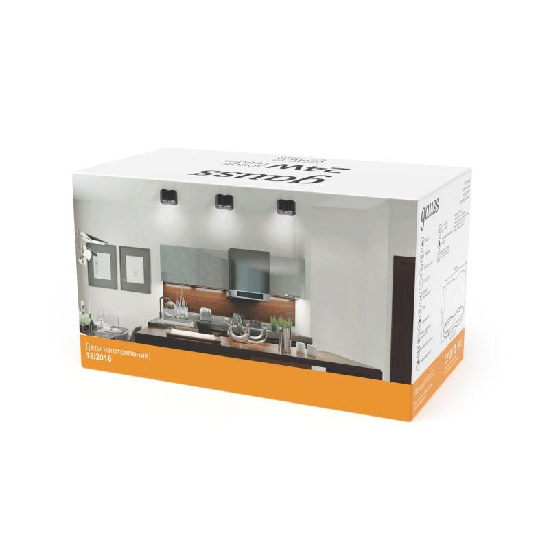 Светильник светодиодный накладной ДПО 24 Вт 1600 Лм 3000К двойной цилиндр черный IP20 LED 180х100 мм 170-240 В Overhead Gauss (HD033)