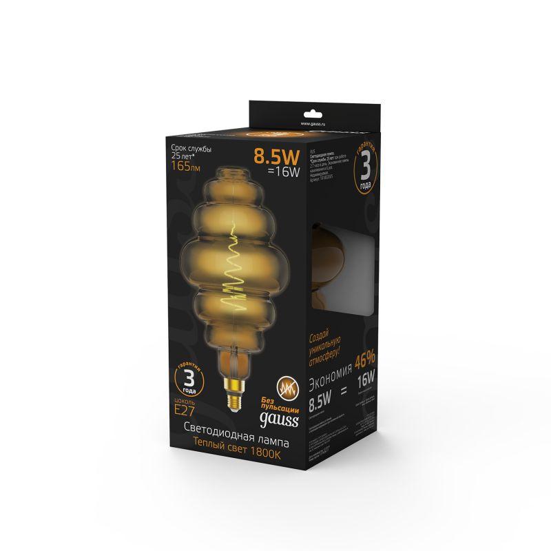 Лампа светодиодная LED 8.5 Вт 165 Лм 1800К теплая Е27 Honeycomb gray Filament Gauss (161802005)