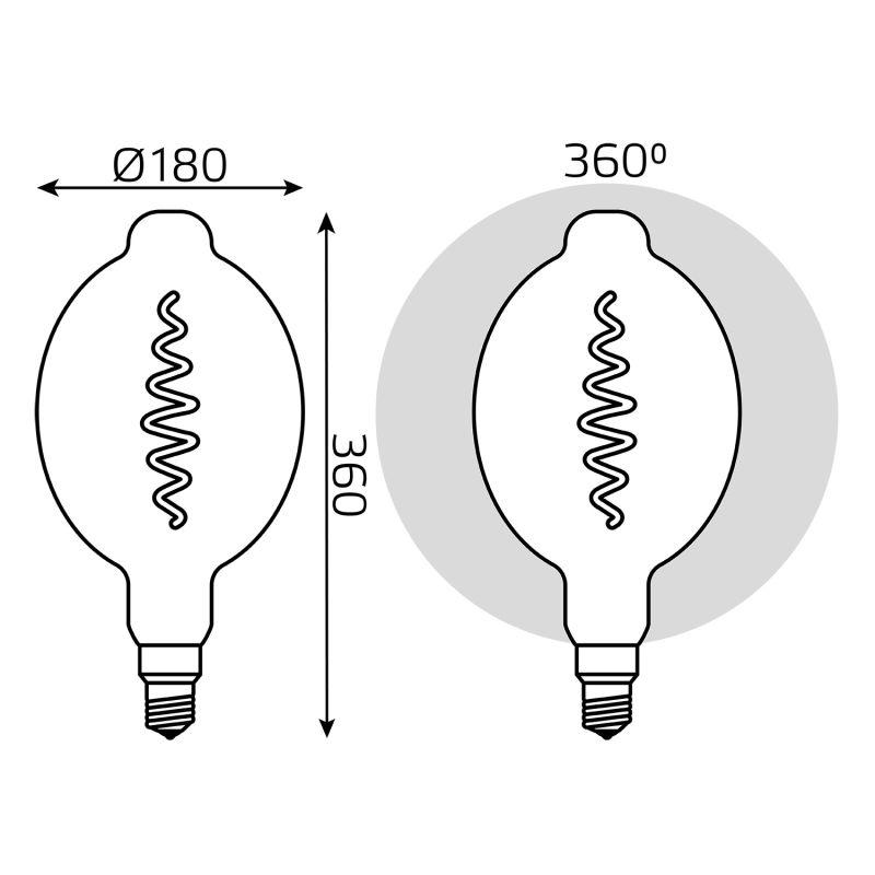 Лампа светодиодная LED 8.5 Вт 165 Лм 1800К теплая Е27 BT180 gray flexible Filament Gauss (152802005)