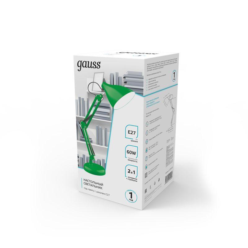 Светильник настольный 60 Вт E27 зеленый струбцина и основание модель GTL003 220-240 В Gauss (GT0033)