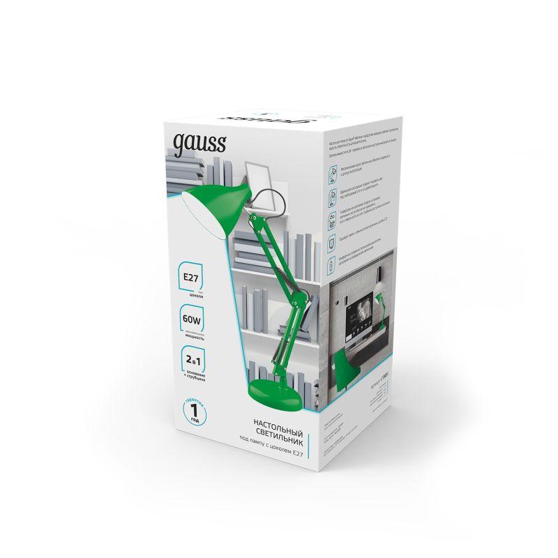 Светильник настольный 60 Вт E27 зеленый струбцина и основание модель GTL003 220-240 В Gauss (GT0033)