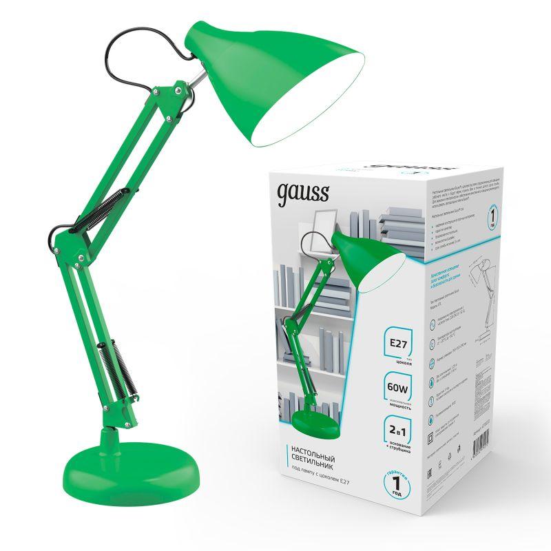 Светильник настольный 60 Вт E27 зеленый струбцина и основание модель GTL003 220-240 В Gauss (GT0033)