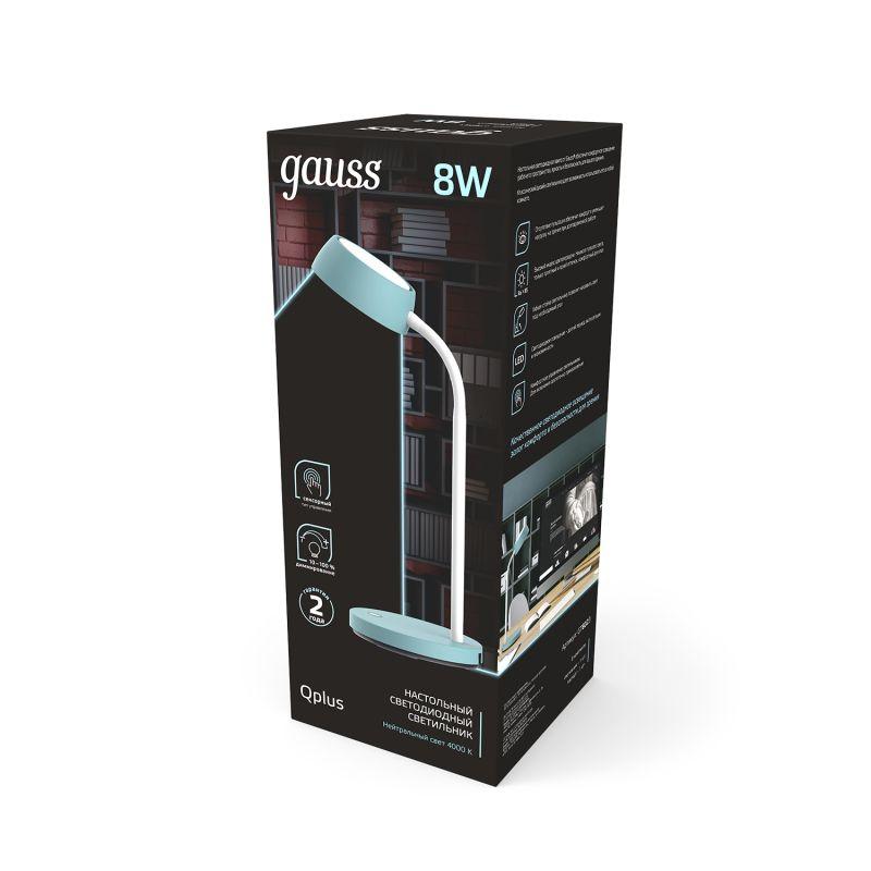 Светильник настольный LED 8 Вт 600 Лм 4000K бирюзовый диммируемый модель GTL602 170-265 В Qplus Gauss (GT6023)