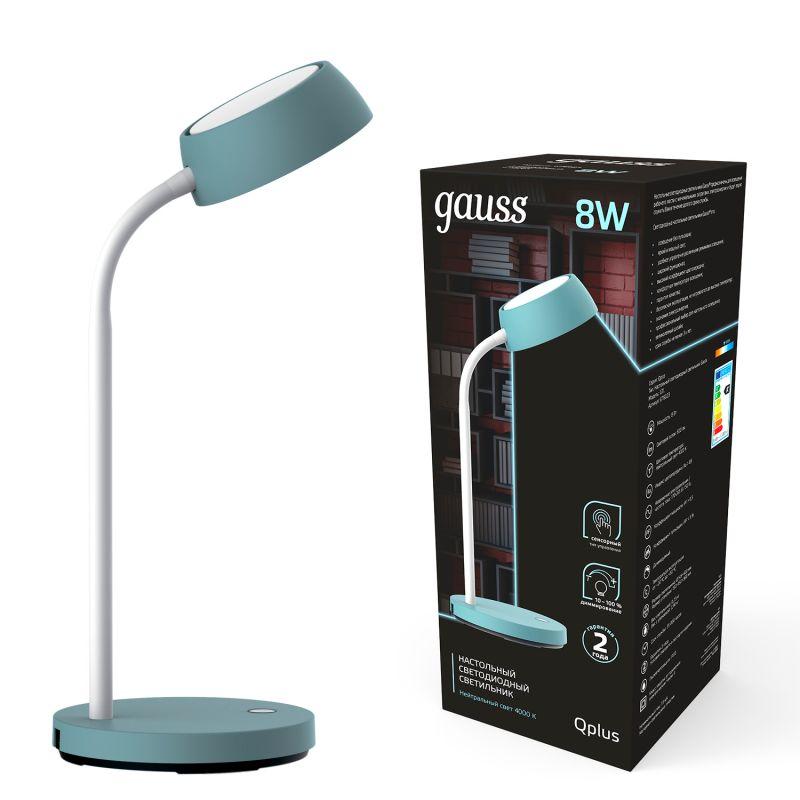 Светильник настольный LED 8 Вт 600 Лм 4000K бирюзовый диммируемый модель GTL602 170-265 В Qplus Gauss (GT6023)
