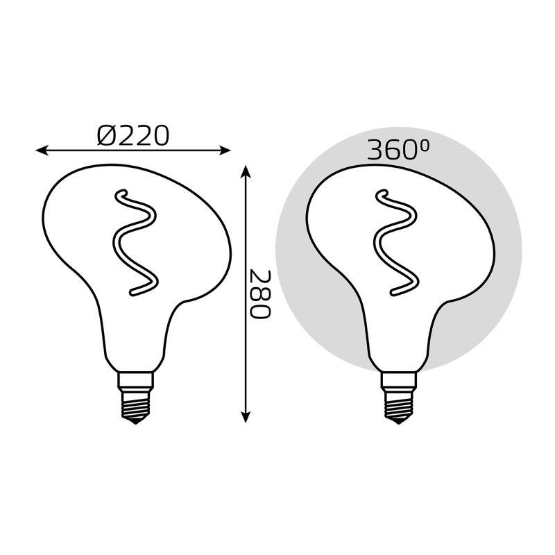 Лампа светодиодная LED 6 Вт 240 Лм 2400К теплая Е27 FD180 gray flexible Filament Gauss (165802008)