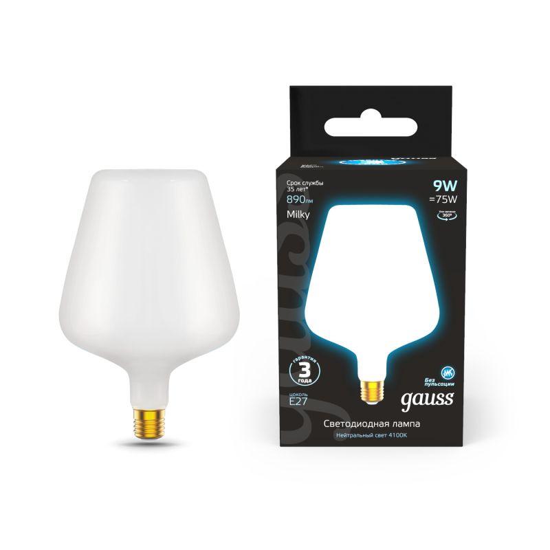 Лампа светодиодная LED 9 Вт 890 Лм 4100К белая Е27 V160 milky Filament Gauss (1016802209)