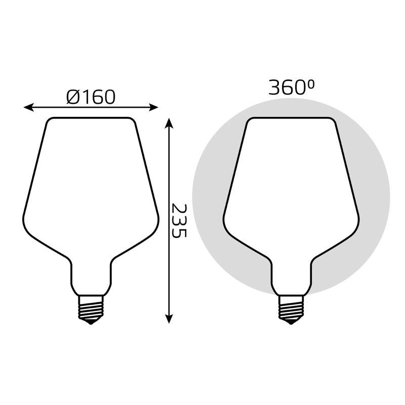Лампа светодиодная LED 9 Вт 890 Лм 4100К белая Е27 V160 milky Filament Gauss (1016802209)
