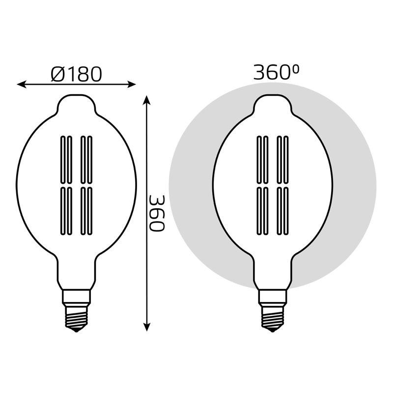 Лампа светодиодная LED 8 Вт 780 Лм 2400К теплая Е27 BT180 golden straight Filament Gauss (151802008)