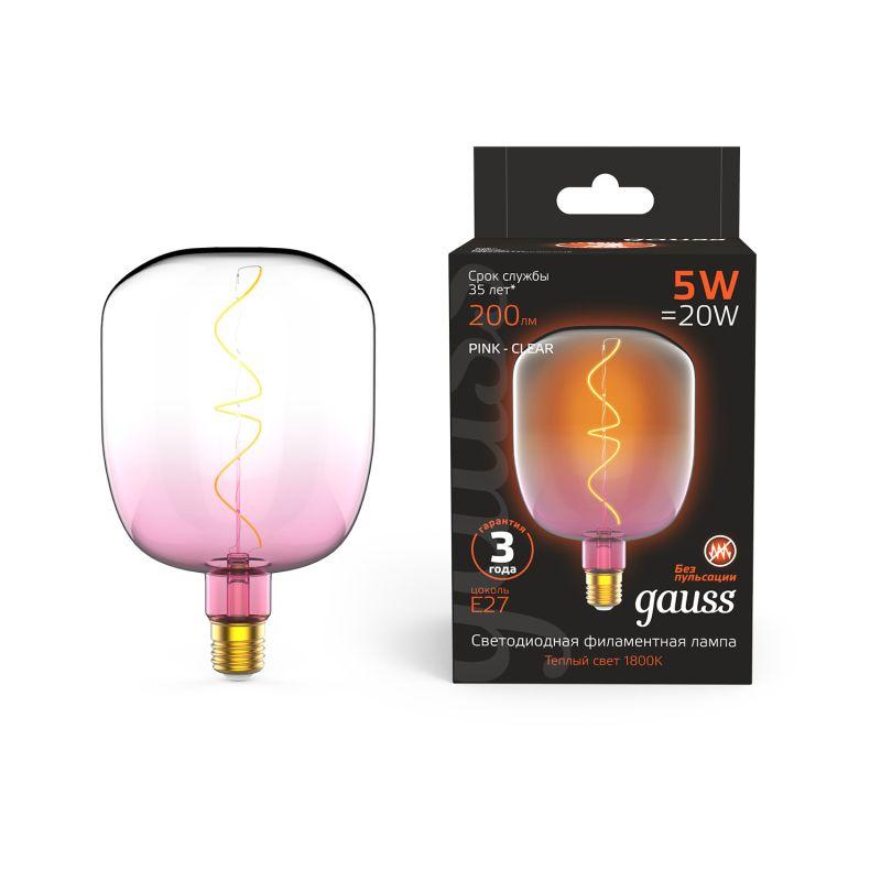 Лампа светодиодная LED 5 Вт 200 Лм 1800К теплая Е27 V140 pink-clear flexible Filament Gauss (1010802105)