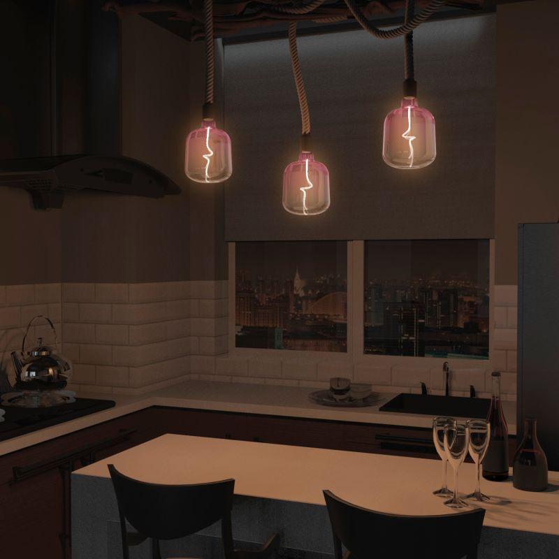 Лампа светодиодная LED 5 Вт 200 Лм 1800К теплая Е27 V140 pink-clear flexible Filament Gauss (1010802105)