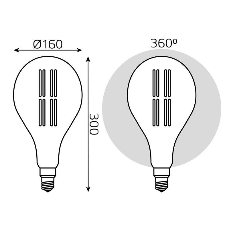 Лампа светодиодная LED 8 Вт 780 Лм 2400К теплая Е27 А160 golden straight Filament Gauss (149802008)
