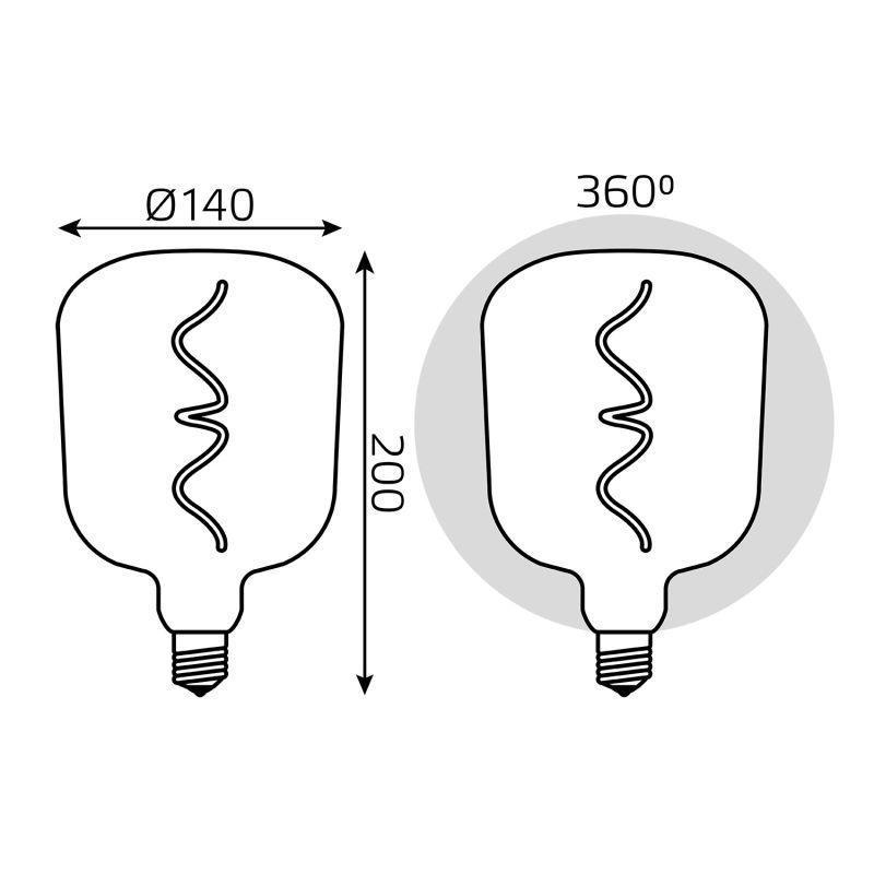 Лампа светодиодная LED 5 Вт 200 Лм 1800К теплая Е27 V140 green-clear flexible Filament Gauss (1009802105)