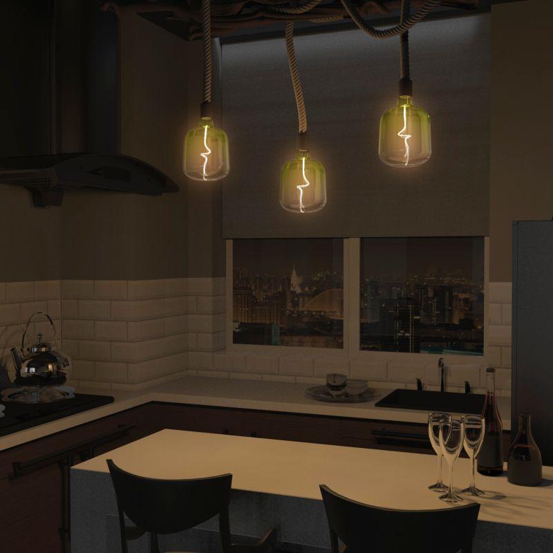 Лампа светодиодная LED 5 Вт 200 Лм 1800К теплая Е27 V140 green-clear flexible Filament Gauss (1009802105)