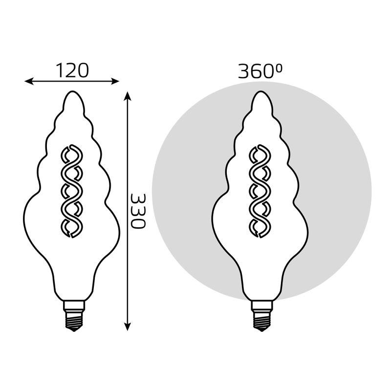 Лампа светодиодная LED 6 Вт 200 Лм 2400К теплая Е27 TL120 gray flexible Filament Gauss (166802008)