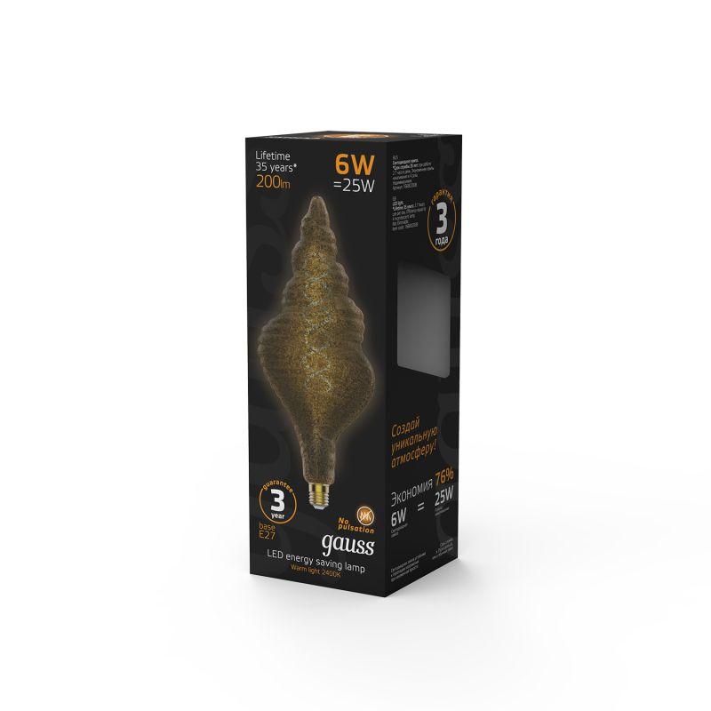 Лампа светодиодная LED 6 Вт 200 Лм 2400К теплая Е27 TL120 gray flexible Filament Gauss (166802008)