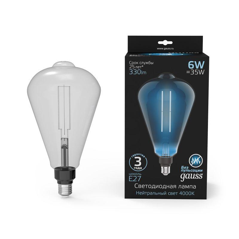 Лампа светодиодная LED 6 Вт 330 Лм 4000К белая Е27 ST164 gray straight Filament Gauss (157802205)