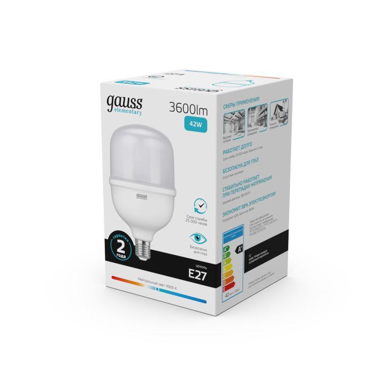 Лампа светодиодная LED 42 Вт T120 E27 3600 Лм 180-240 В 4000К Elementary Gauss