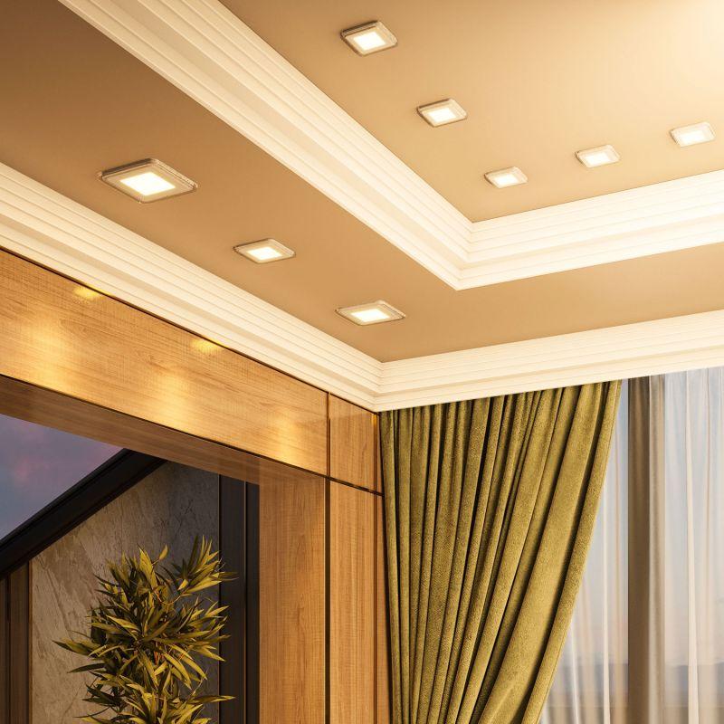 Светильник светодиодный встраиваемый ДВО-12+4 Вт 1200 Лм 3000К Квадрат IP20 3 режима LED монтажный d170 мм 192х192х31 мм 180-265 В Bubbles Gauss