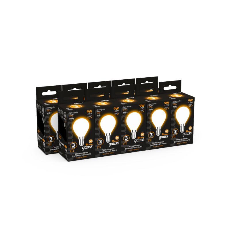 Лампочка Filament Шар 9W 590lm, 3000К Е14 milky LED 220V