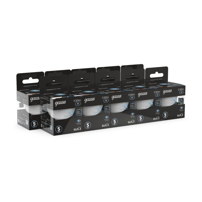 Лампа светодиодная Black MR16 5Вт 4100К бел. GU5.3 530лм 180-265В диммир. Gauss 101505205-D