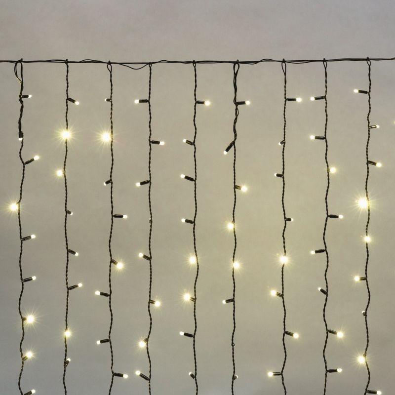 Гирлянда Дождь "ПЛЕЙ-ЛАЙТ" 2х1.5м 360LED 22Вт IP44 230В тепл. бел.; фиксинг темн. зел. провод NEON-NIGHT 235-126