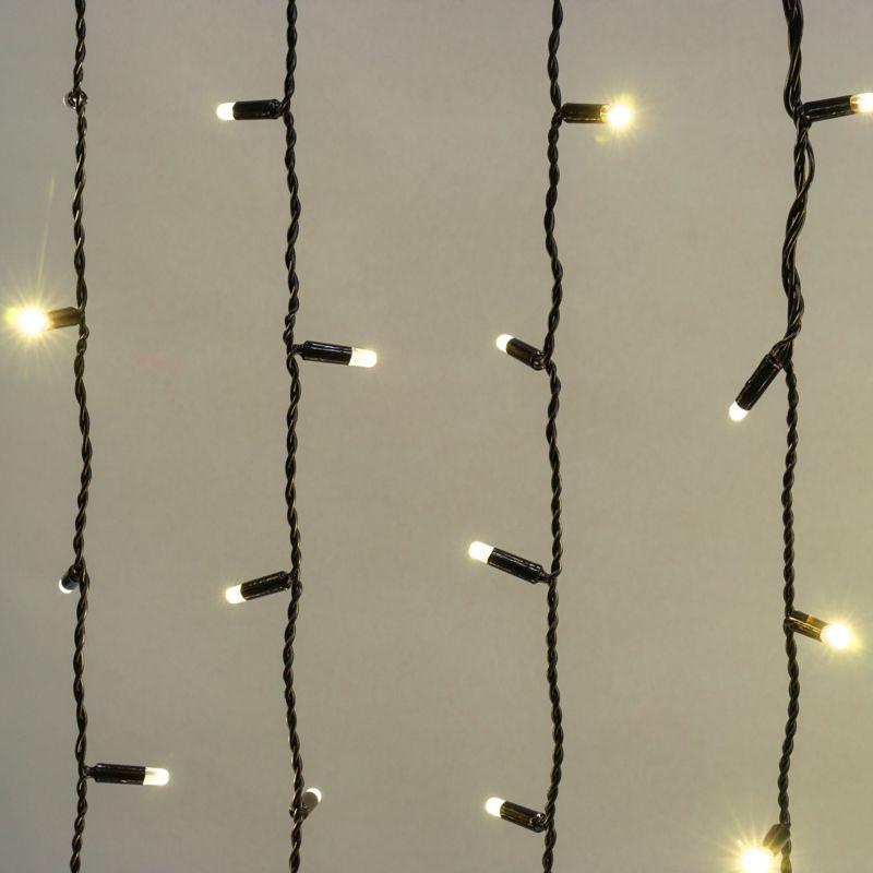 Гирлянда Дождь "ПЛЕЙ-ЛАЙТ" 2х1.5м 360LED 22Вт IP44 230В тепл. бел.; фиксинг темн. зел. провод NEON-NIGHT 235-126