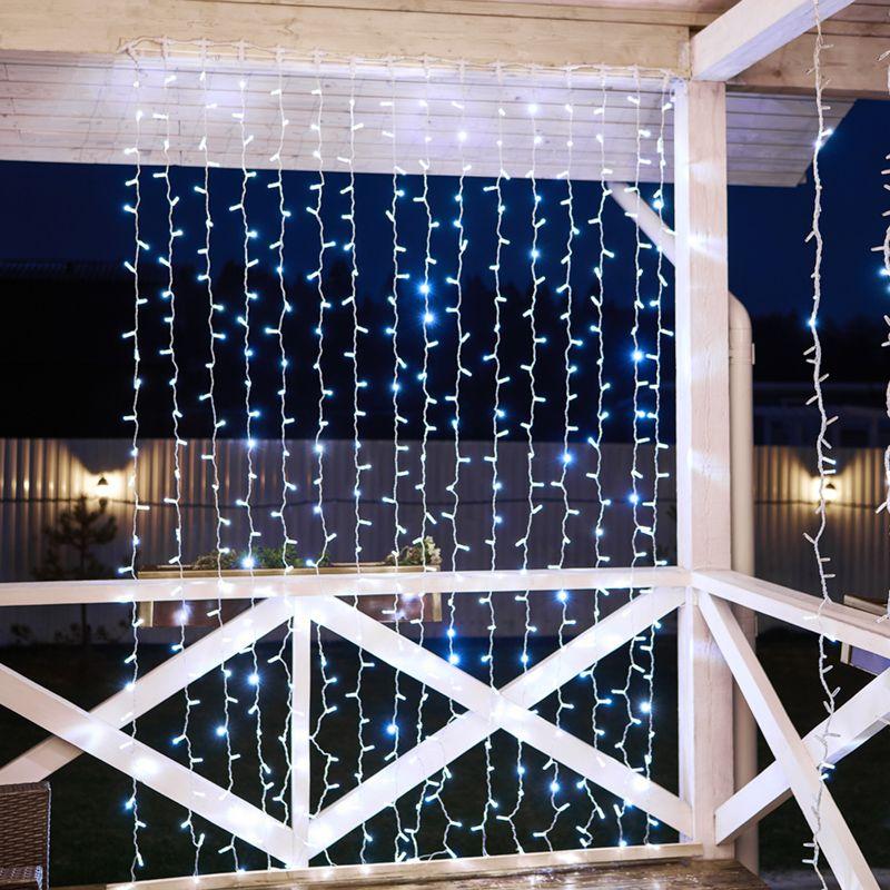 Гирлянда Дождь "ПЛЕЙ-ЛАЙТ" 2х3м 760LED 45Вт 230В IP44 бел.; фиксинг бел. провод NEON-NIGHT 235-135