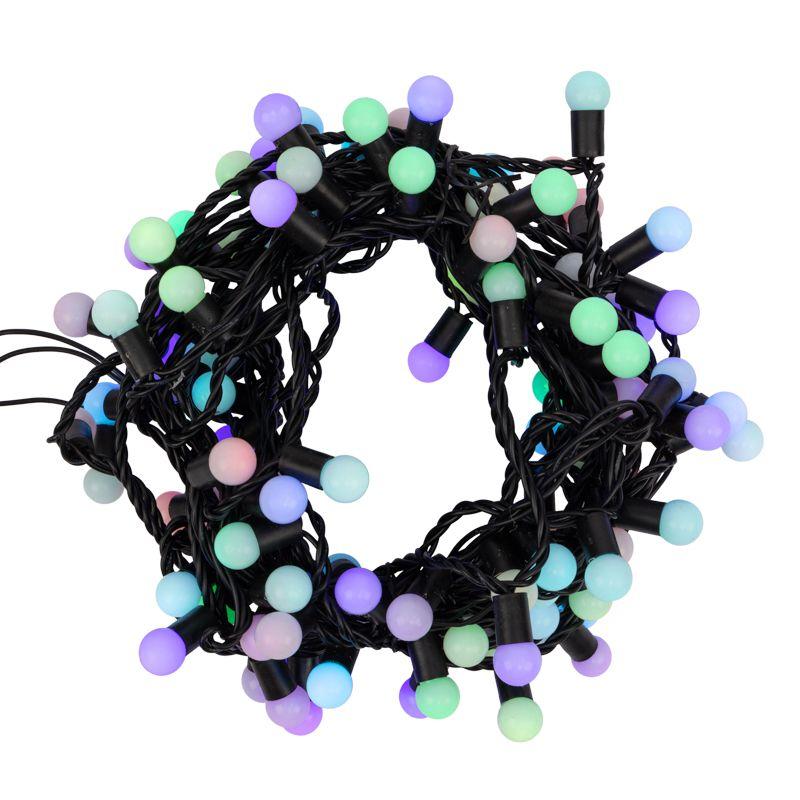 Гирлянда растяжка Мультишарики, 10 м., IP65, черный ПВХ, 100 диодов, цвет RGB