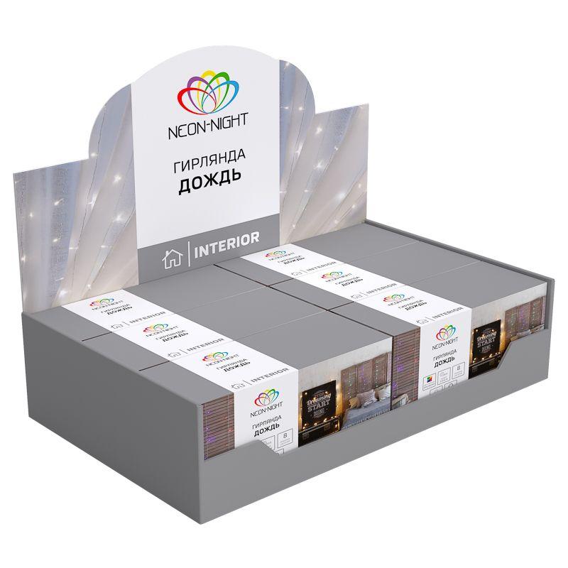 Гирлянда домашняя Светодиодный Дождь 2,5x2 м, свечение с динамикой, прозрачный провод, 230 В, диоды МУЛЬТИКОЛОР (235-059)