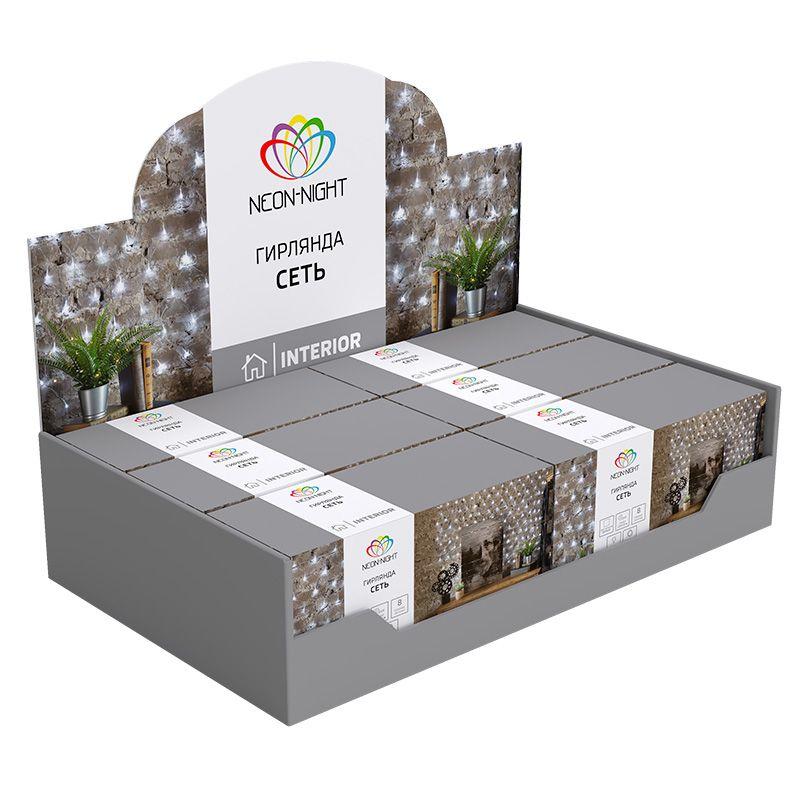 Гирлянда-сеть домашняя светодиодная 1.5х1.5м свечение с динамикой прозрачный провод мультиколор (215-129)