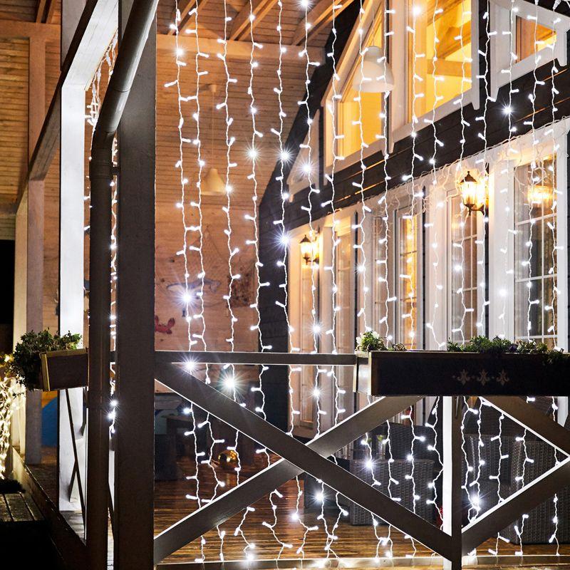 Гирлянда профессиональная Светодиодный Дождь 2х3м постоянное свечение прозрачный провод 220В белый (235-155-6)