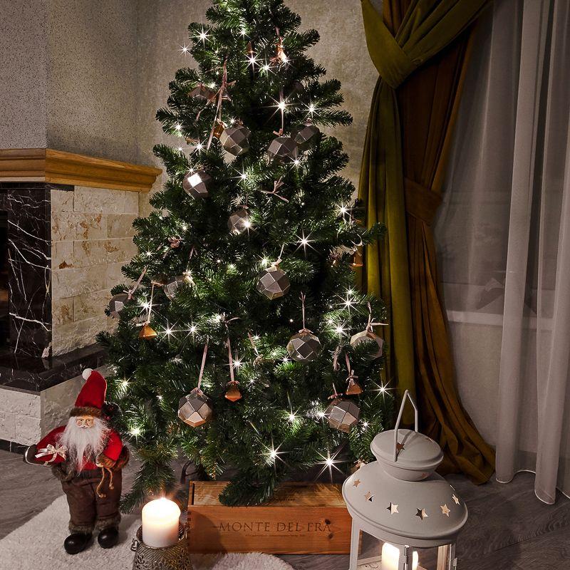 Гирлянда светодиодная "Твинкл Лайт" 20м 160LED тепл. бел. 8Вт 230В IP20 с контроллером 8 режимов провод ПВХ темн. зел. Neon-Night 303-116